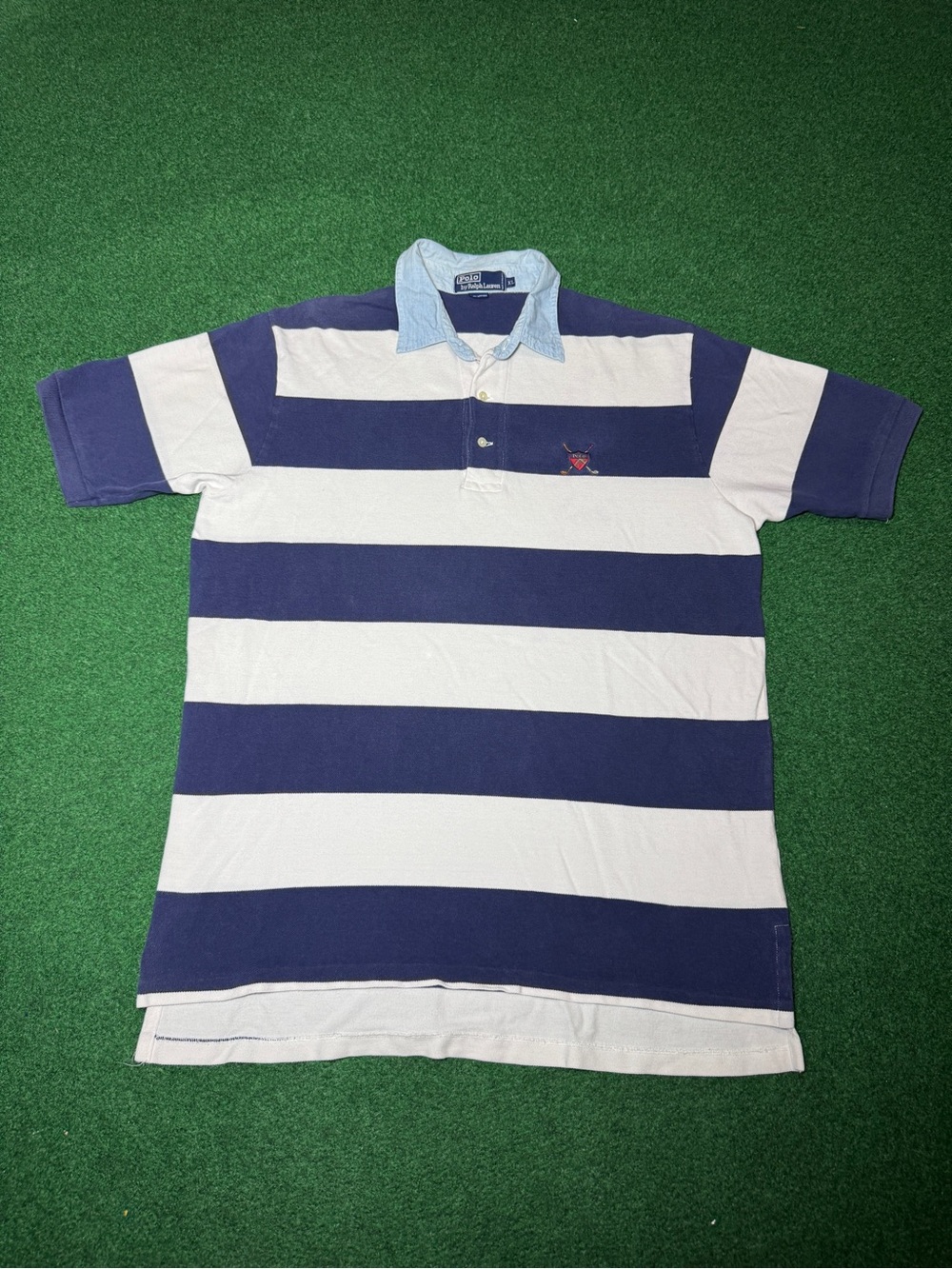 Polo Ralph Lauren Vintage Polo Shirt XL Striped 90s Preppy Cotton Shirt 24x31